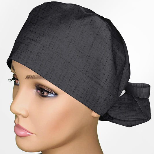 Grey Texture Ponytail Scrub Cap