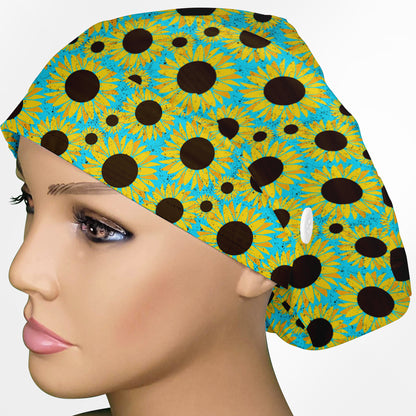 Grunge Sunflowers Euro Scrub Cap