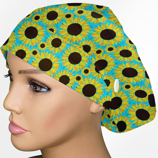 Grunge Sunflowers Euro Scrub Cap