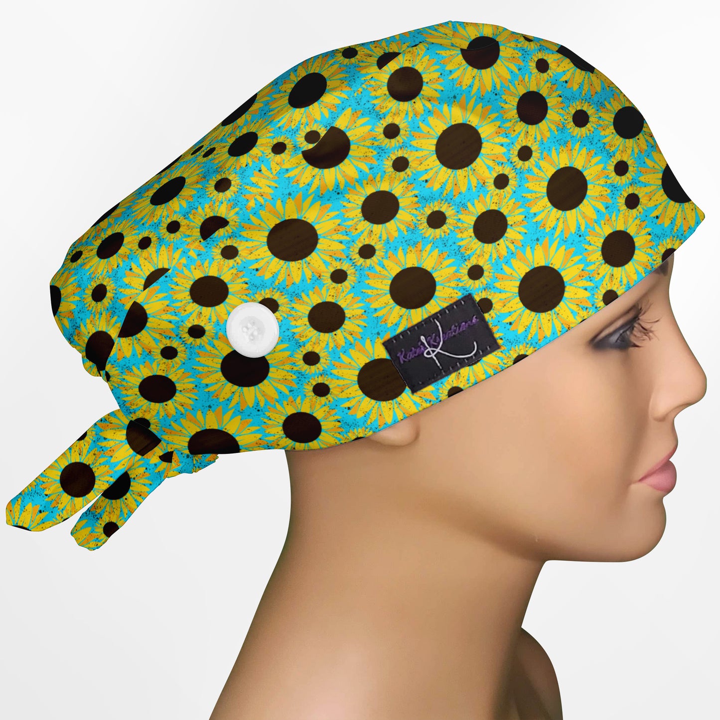 Grunge Sunflowers Low-Tie Surgeon Scrub Cap