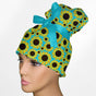 Grunge Sunflowers High Bun Ponytail Scrub Cap