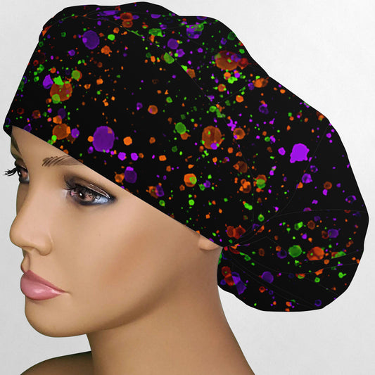 Halloween Splatter Bouffant Scrub Cap