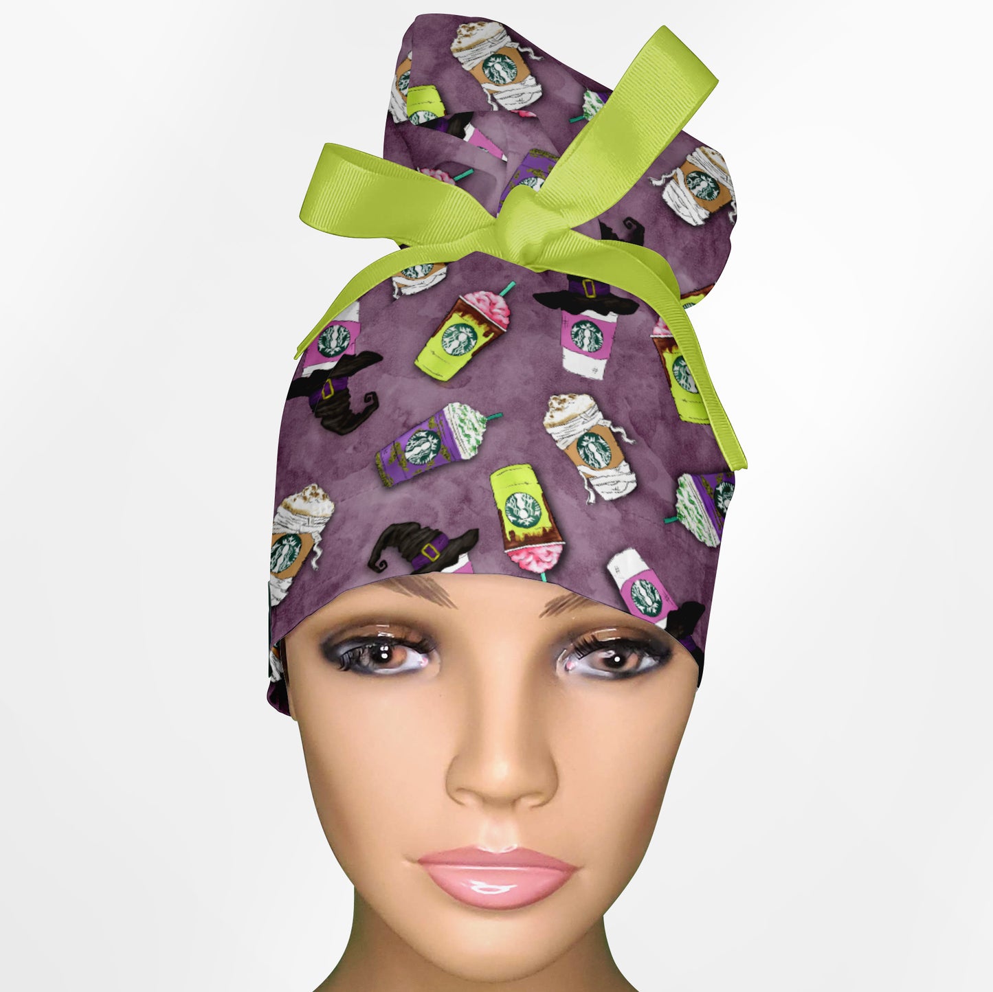 Eerie Espresso High Bun Ponytail Scrub Cap