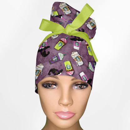 Eerie Espresso High Bun Ponytail Scrub Cap