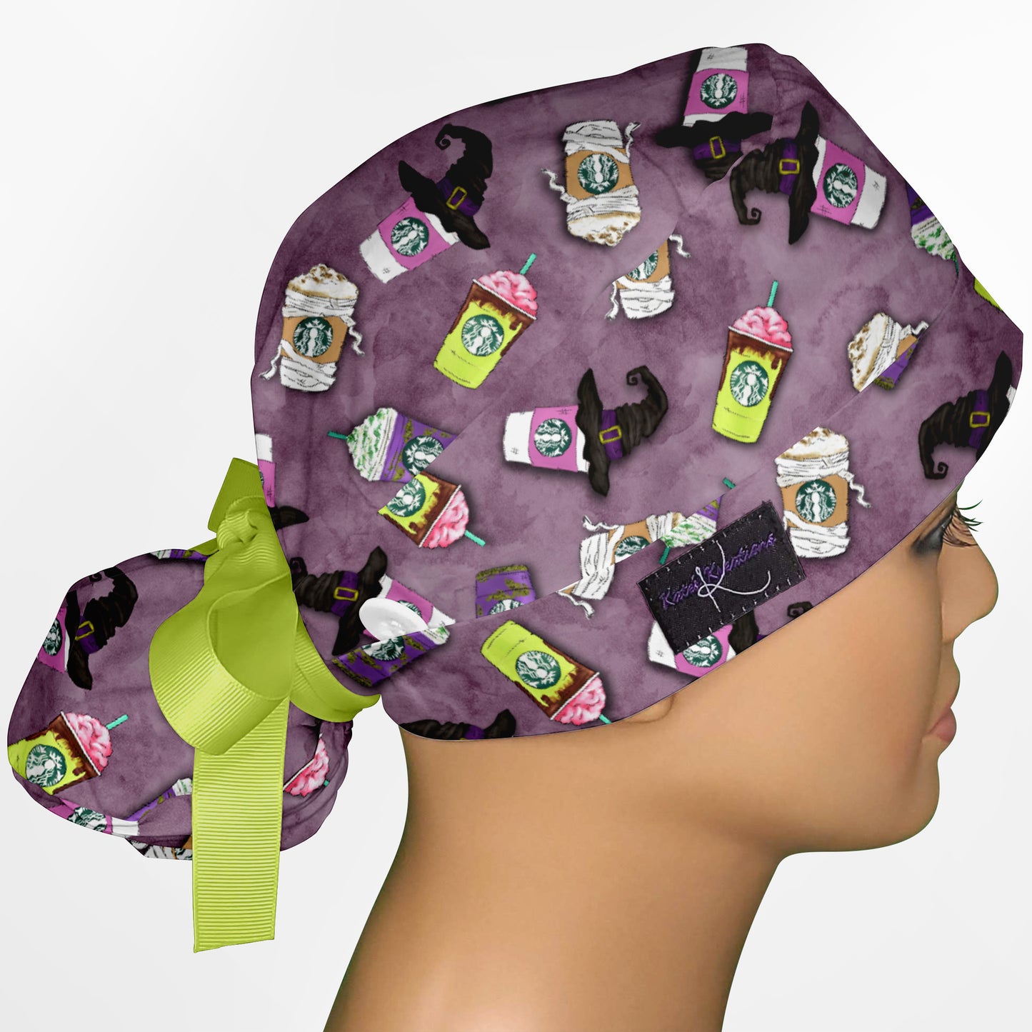 Eerie Espresso Ponytail Scrub Cap