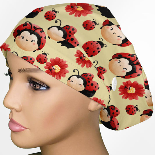 Happy Ladybug Euro Scrub Cap