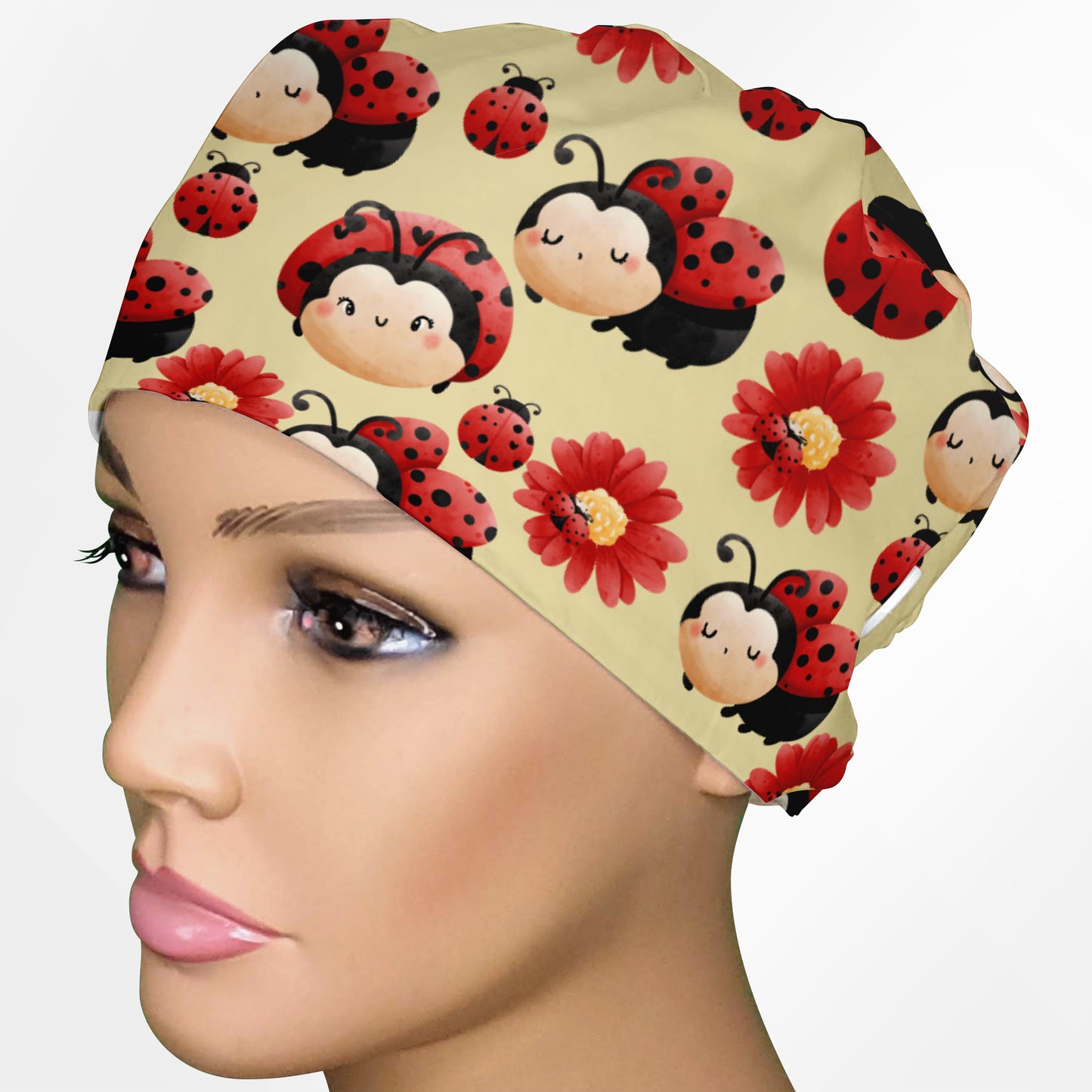 Happy Ladybug Low-Tie Surgeon Scrub Cap