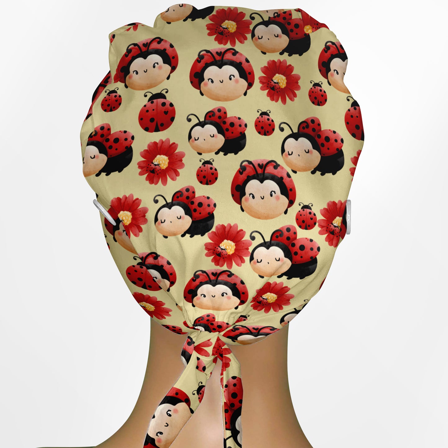 Happy Ladybug Low-Tie Surgeon Scrub Cap