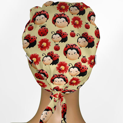 Happy Ladybug Low-Tie Surgeon Scrub Cap