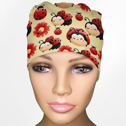 Happy Ladybug Low-Tie Surgeon Scrub Cap