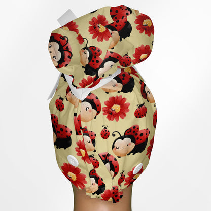 Happy Ladybug High Bun Ponytail Scrub Cap