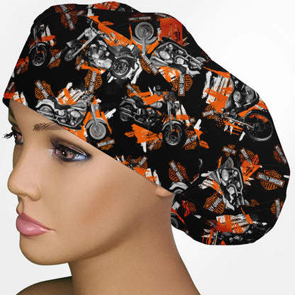 Harley Davidson Bikes Bouffant Scrub Cap