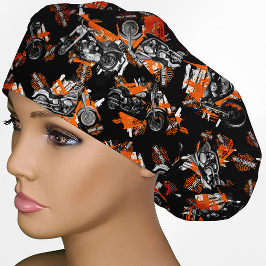 Harley Davidson Bikes Bouffant Scrub Cap