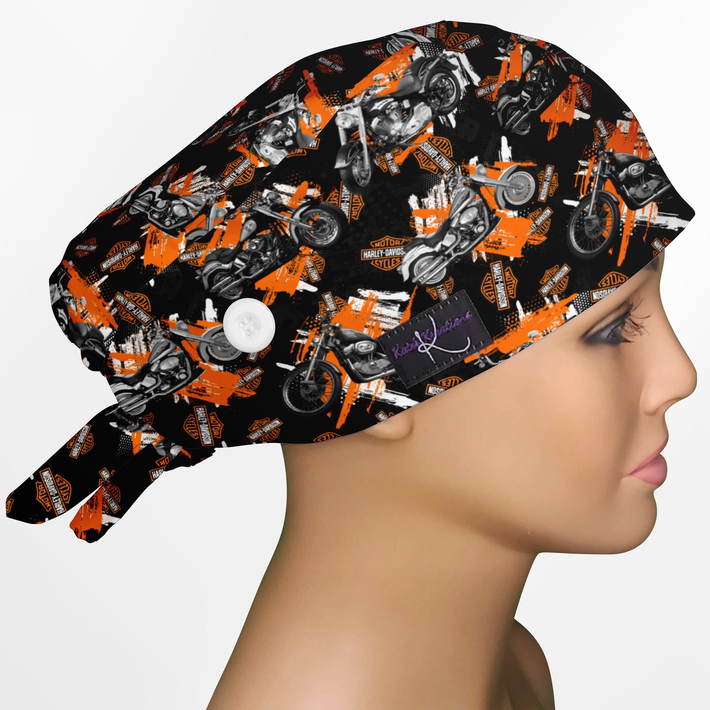 Harley Davidson Bikes Low-Tie Surgeon Scrub Cap