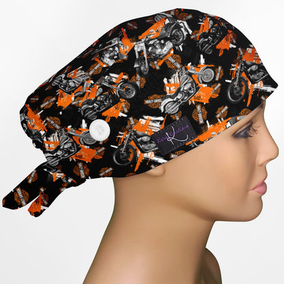 Harley Davidson Bikes Low-Tie Surgeon Scrub Cap