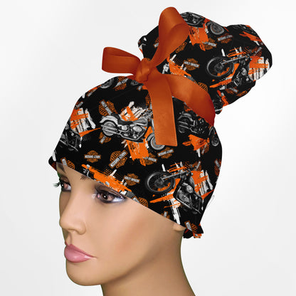Harley Davidson Bikes High Bun Ponytail Scrub Cap