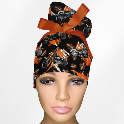 Harley Davidson Bikes High Bun Ponytail Scrub Cap
