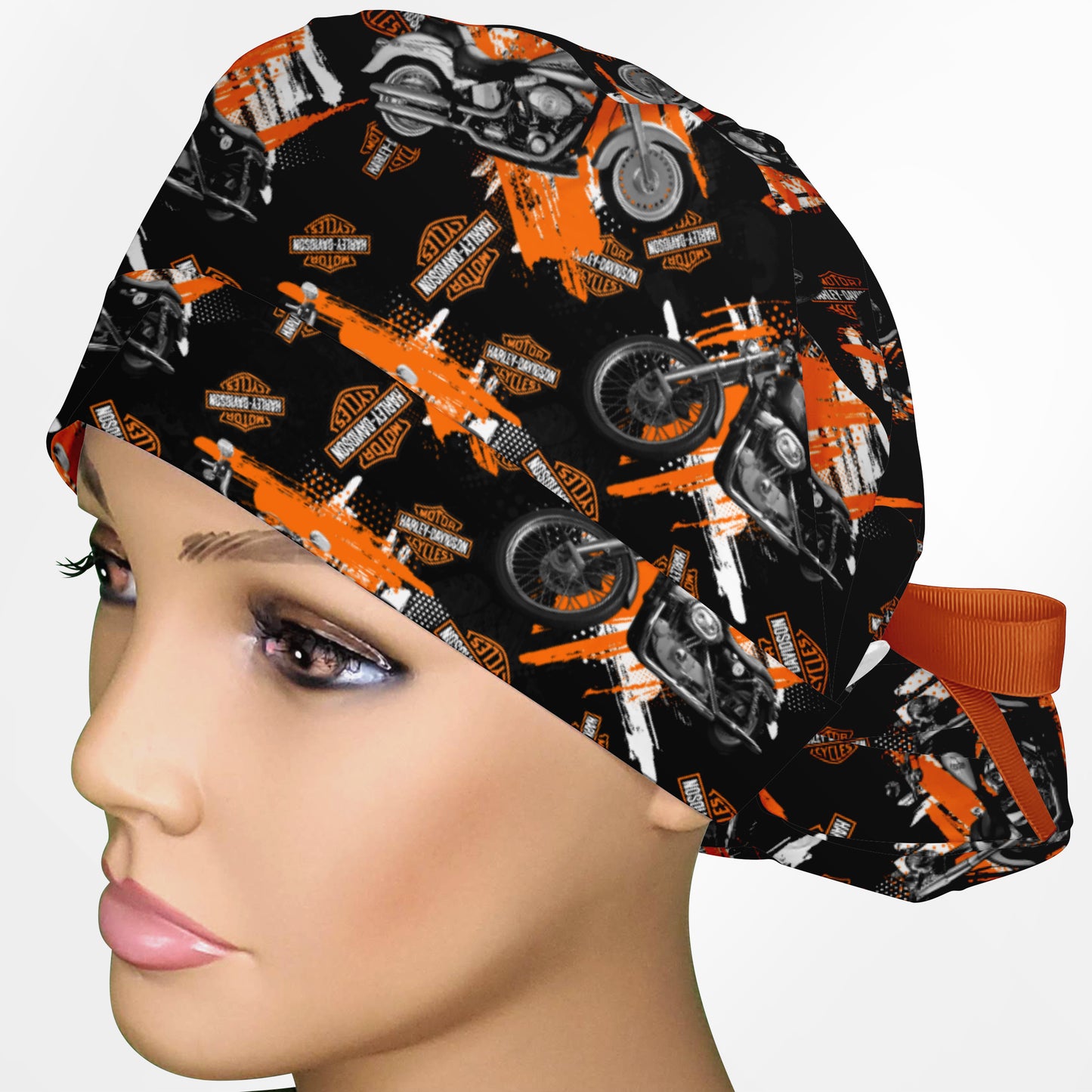 Harley Davidson Bikes Ponytail Scrub Cap