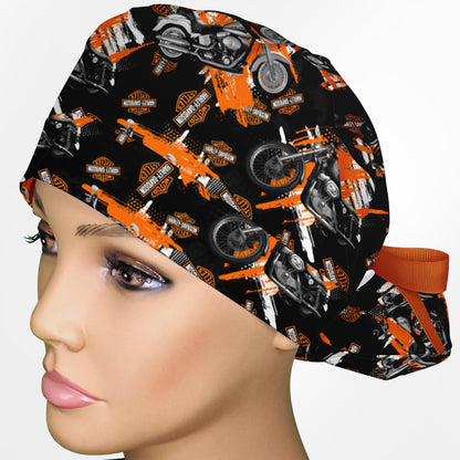 Harley Davidson Bikes Ponytail Scrub Cap
