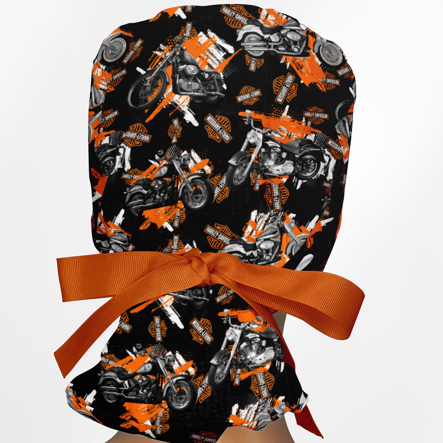 Harley Davidson Bikes Ponytail Scrub Cap