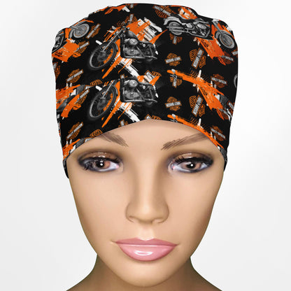 Harley Davidson Bikes Ponytail Scrub Cap
