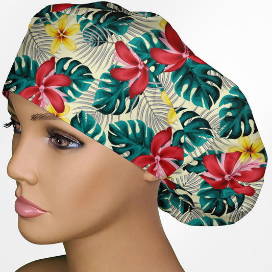 Hawaiian Jungle Bouffant Scrub Cap