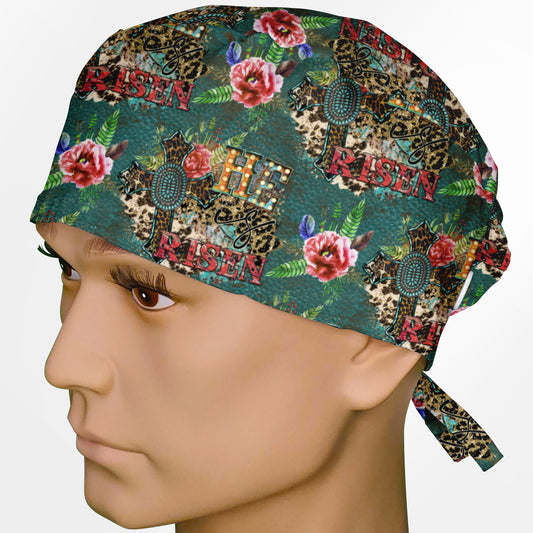 He Is Risen Turquoise Surgeon Scrub Cap