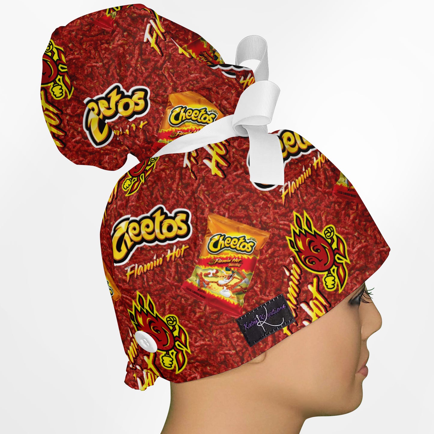 Hot Cheeto High Bun Ponytail Scrub Cap