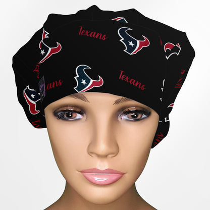 Houston Texans Black Bouffant Scrub Cap
