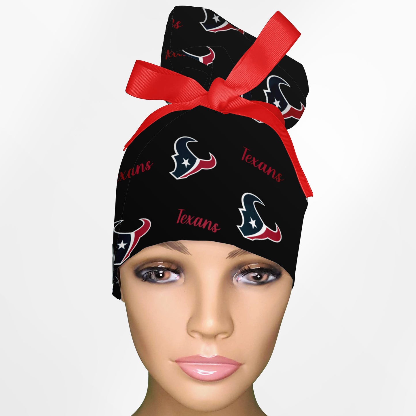 Houston Texans Black High Bun Ponytail Scrub Cap