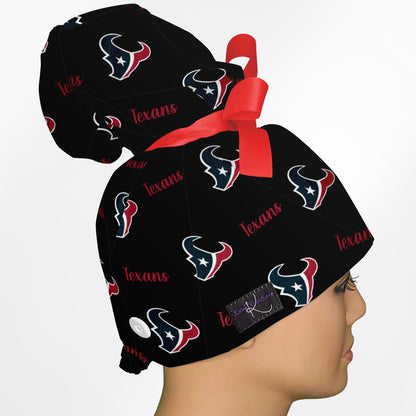 Houston Texans Black High Bun Ponytail Scrub Cap