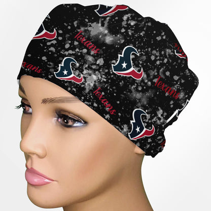 Houston Texans Black Splatter Low-Tie Surgeon Scrub Cap