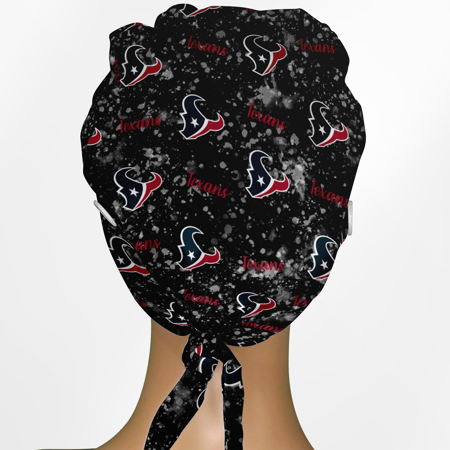 Houston Texans Black Splatter Low-Tie Surgeon Scrub Cap