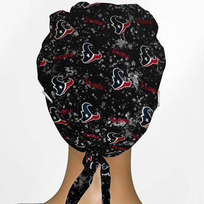 Houston Texans Black Splatter Low-Tie Surgeon Scrub Cap