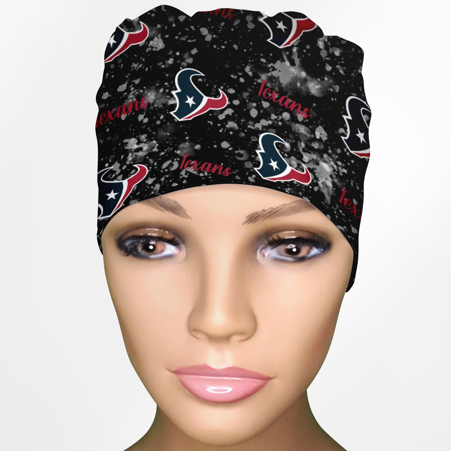 Houston Texans Black Splatter Low-Tie Surgeon Scrub Cap