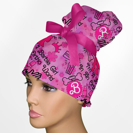 I'm A Bar Be Girl, In An Ortho World High Bun Ponytail Scrub Cap