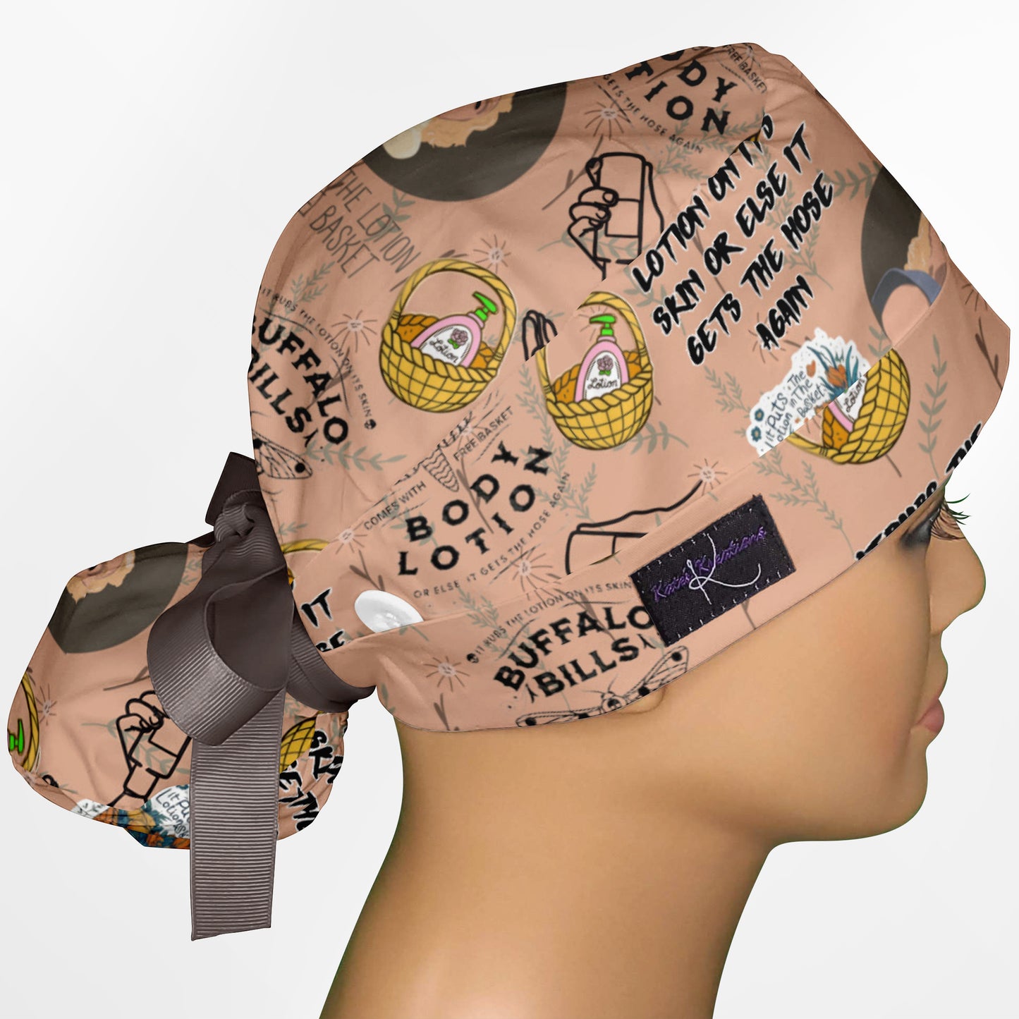 It Rubs The Lotion Ponytail Scrub Cap