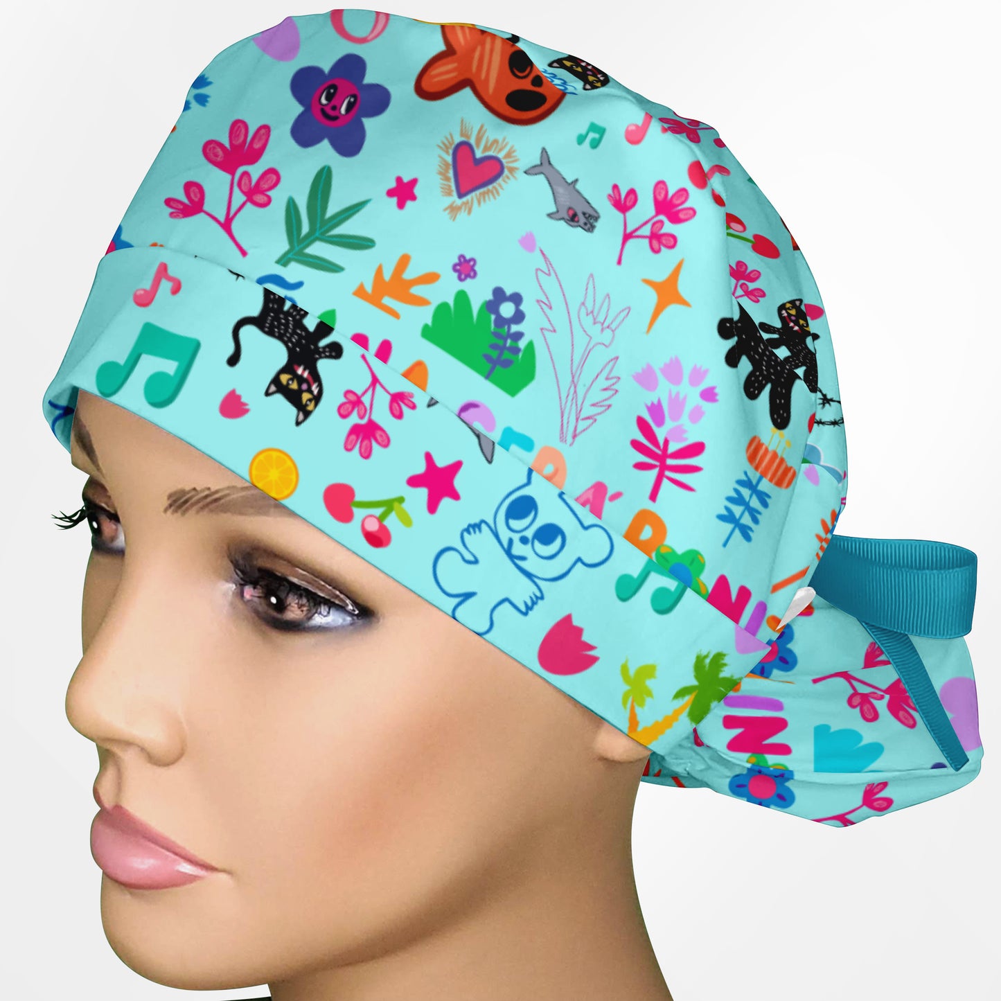 Karol G Art Ponytail Scrub Cap