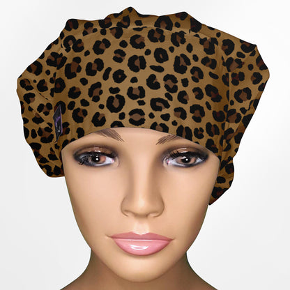 Leopard Print Bouffant Scrub Cap