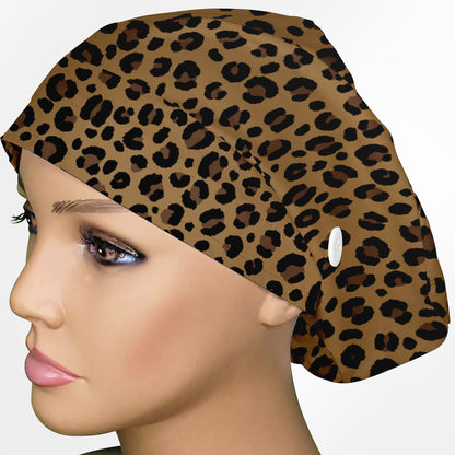 Leopard Print Euro Scrub Cap