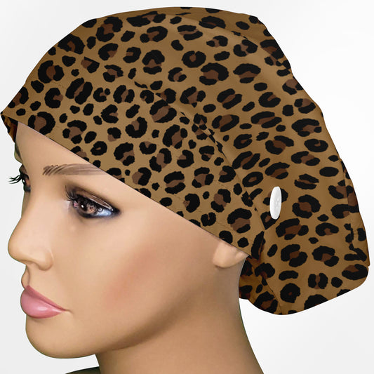 Leopard Print Euro Scrub Cap