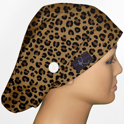 Leopard Print Euro Scrub Cap