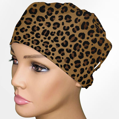 Leopard Print Low-Tie Surgeon Scrub Cap