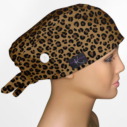 Leopard Print Low-Tie Surgeon Scrub Cap