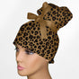 Leopard Print High Bun Ponytail Scrub Cap