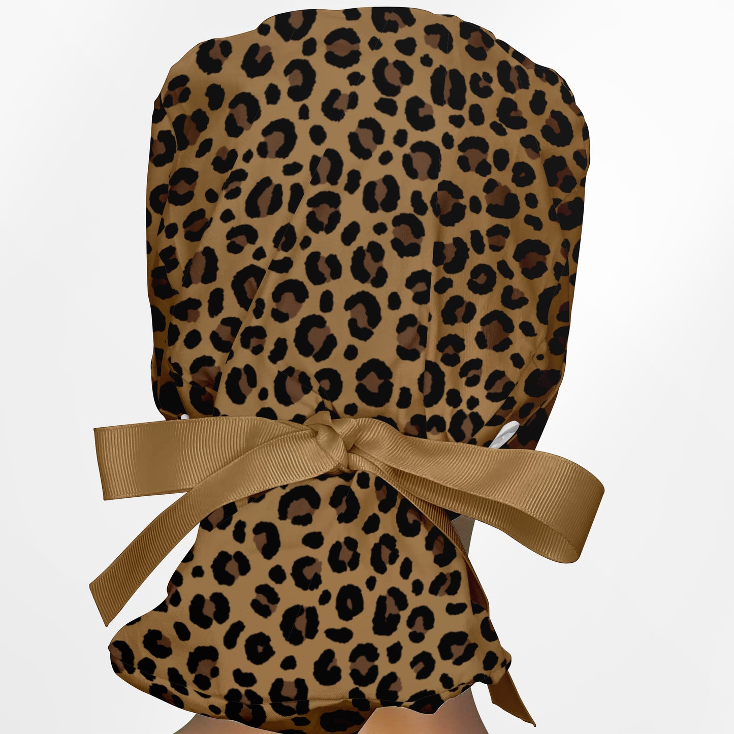 Leopard Print Ponytail Scrub Cap