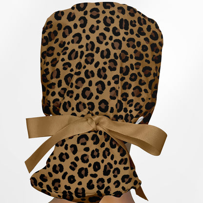 Leopard Print Ponytail Scrub Cap
