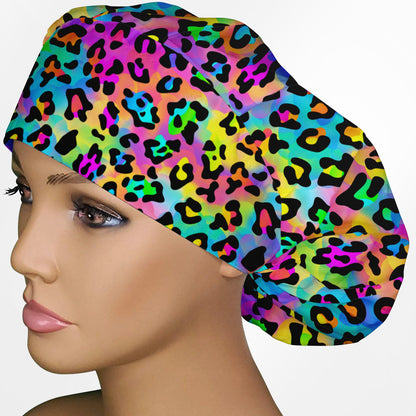 Lisa Leopard Bouffant Scrub Cap