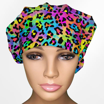 Lisa Leopard Bouffant Scrub Cap