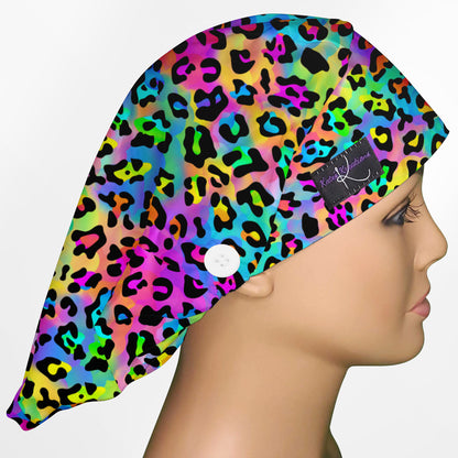 Lisa Leopard Bouffant Scrub Cap